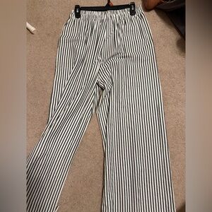 Green and White Striped Pants
